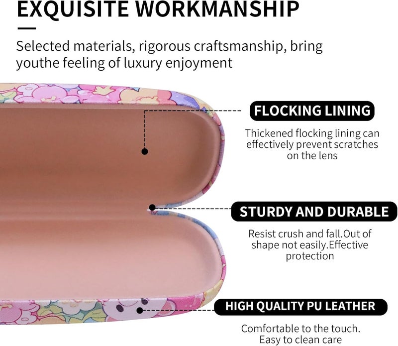 PERFECTSIGHT Store Hard Shell Eyeglasses Case, PU Leather Protective Glasses Case, Cute Eyeglass Case for Women Men Girls - Image 4
